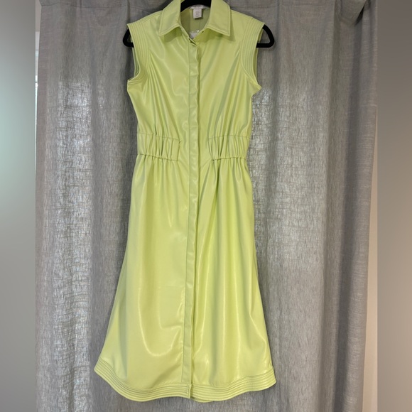 NWT - House of Harlow Acid Green Vegan Leather Dress - Picture 1 of 6